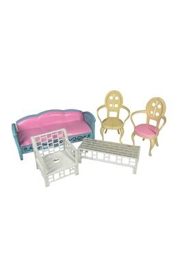 Vintage Mattel Barbie Victorian Doll House Couch Chairs and Patio Furniture